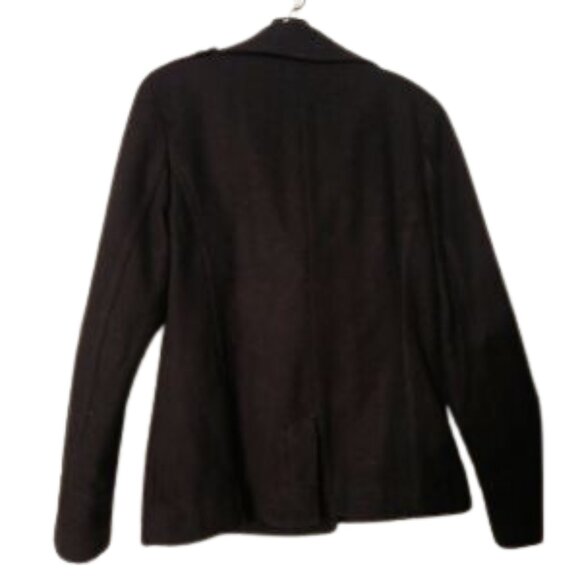American Eagle Womans Black Wool-Blend Pea Coat: Classic Minamalist Size Med - Picture 4 of 5